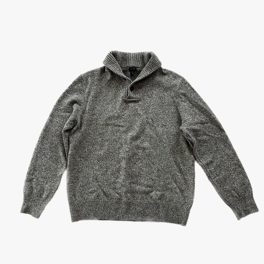 J.Crew Shawl Neck Sweater Pullover 100% Lamb's Wool Large